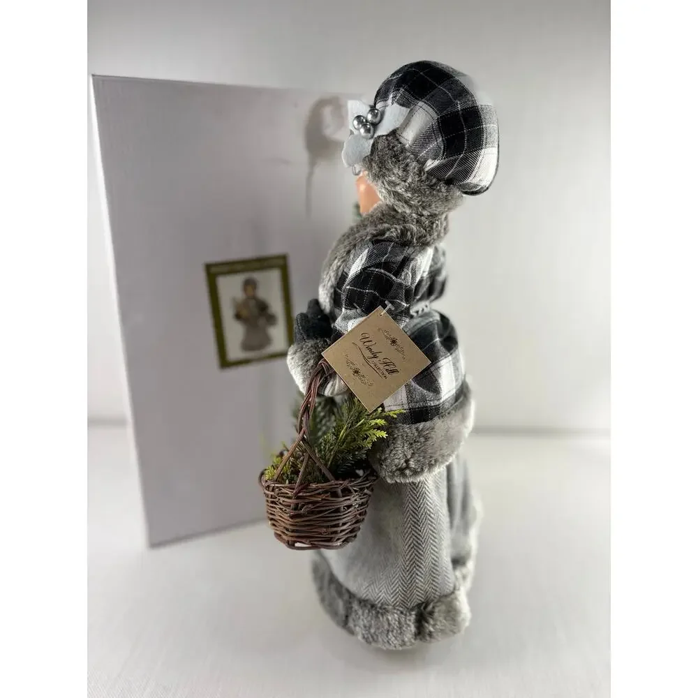 Windy Hill Collection black and white plaid checkered silver Mrs Claus NEW